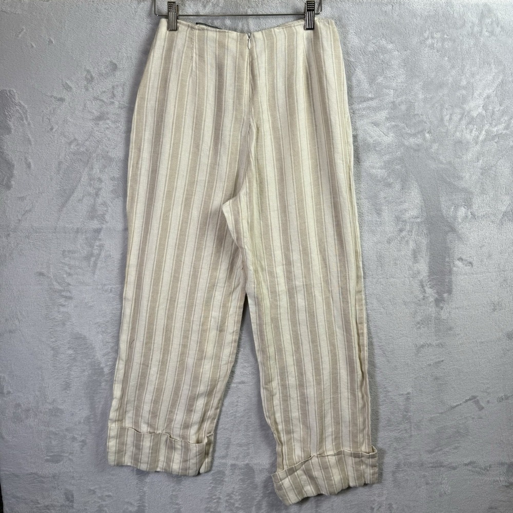 Reformation Striped Linen Blend Pants Size XS*See measurements Tan Cream Boho